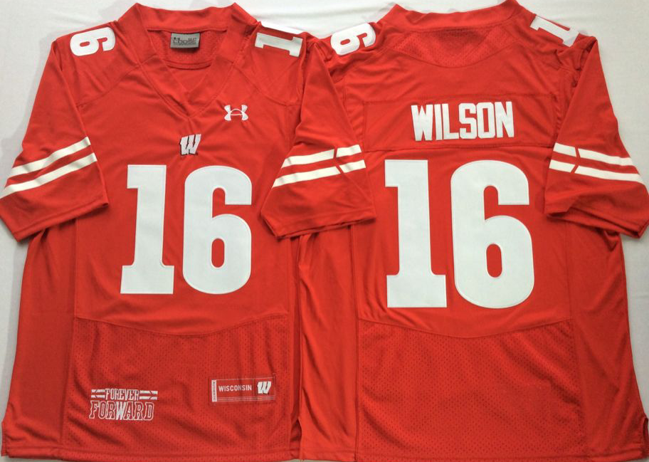 NCAA Men Wisconsin Badgers Red #16 WILSON->ncaa teams->NCAA Jersey